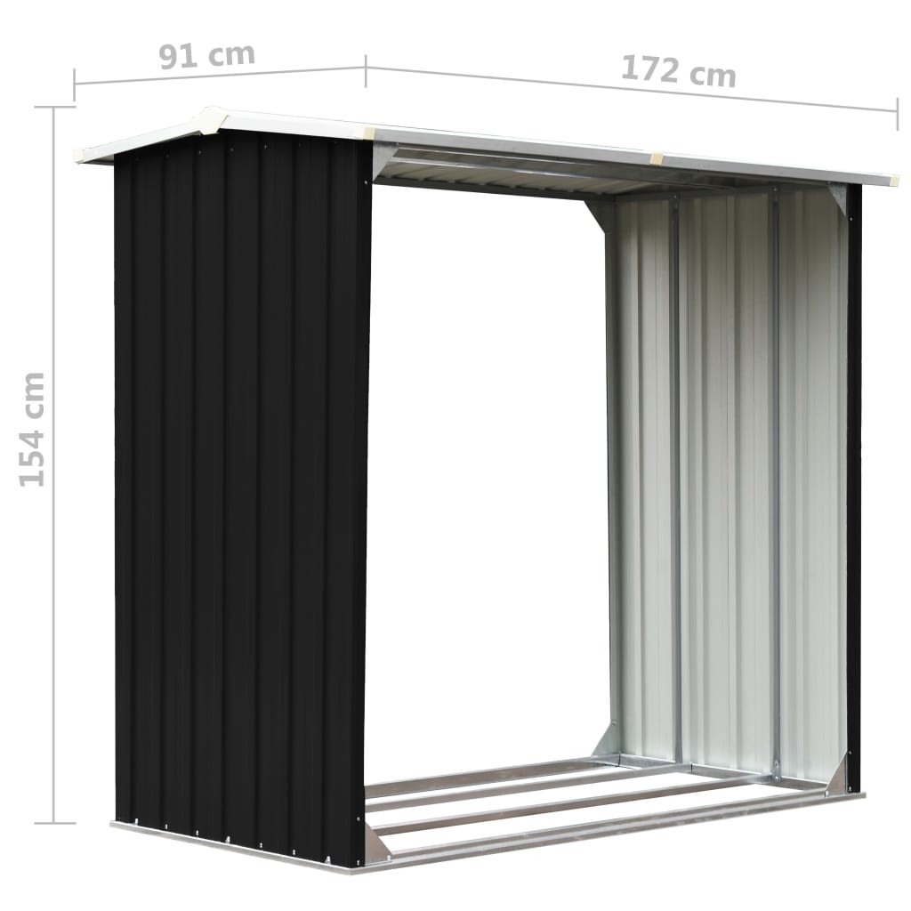 Log Storage Shed Galvanised Steel 172x91x154 cm Anthracite